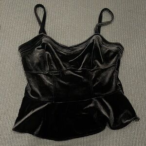 Aqua black velvet peplum top